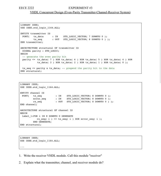 You are given two VHDL design modules and you design | Chegg.com