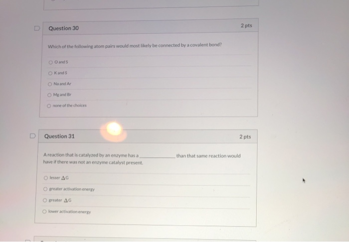 Solved Question 30 2 pts Which of the following atom pairs | Chegg.com ...