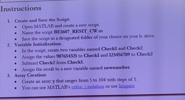 Solved InstructionsCreate and Save the Script:Open MATLAB | Chegg.com