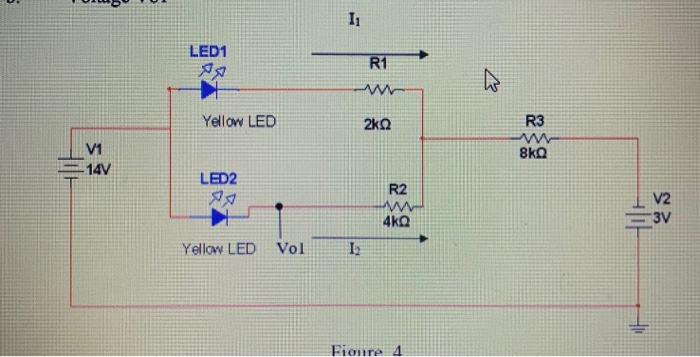 Solved ii) For the LED circuit shown in Figure. 4 find the | Chegg.com