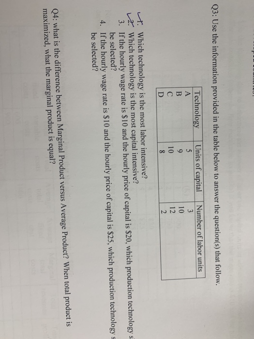 Solved Q3: Use the information provided in the table below | Chegg.com