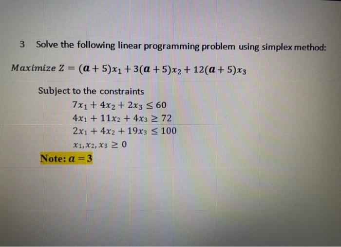 3 Solve the following linear programming problem | Chegg.com
