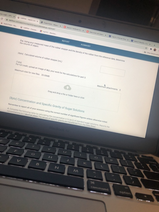 3. Using your measured mass of the rubber stopper and