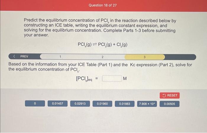 Predict The Equilibrium Concentration Of PCl5 In The | Chegg.com