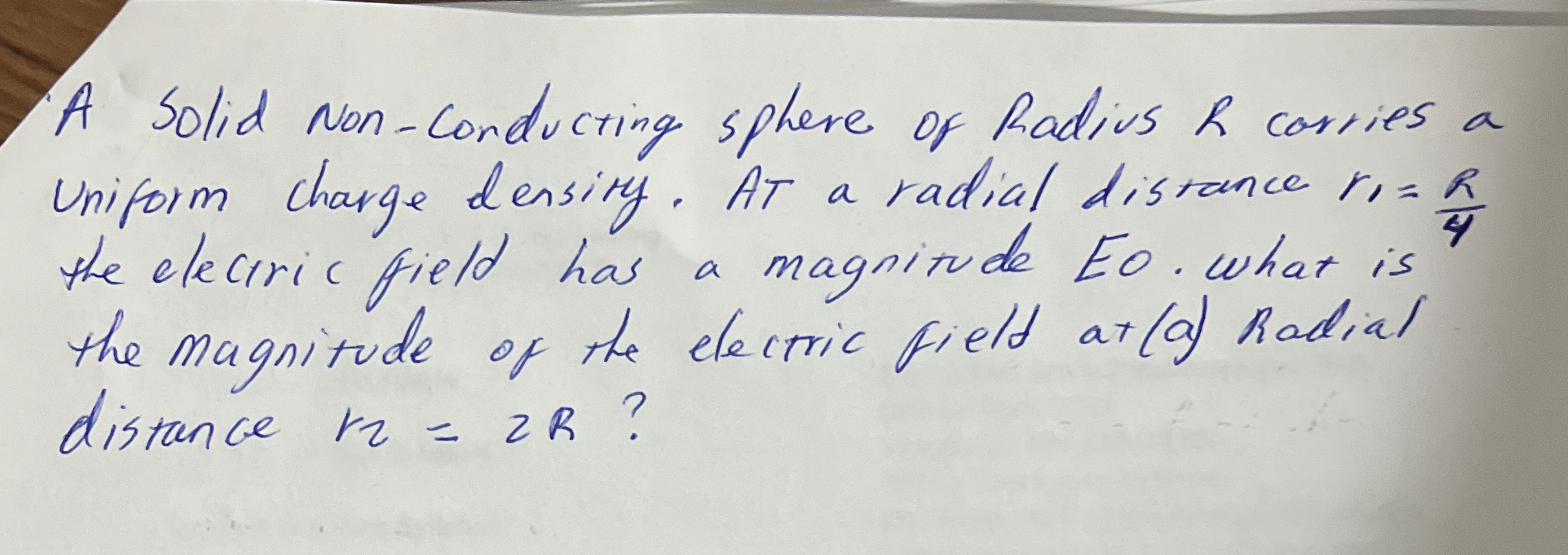 A Solid NonConducting sphere of Radius R ﻿arries a