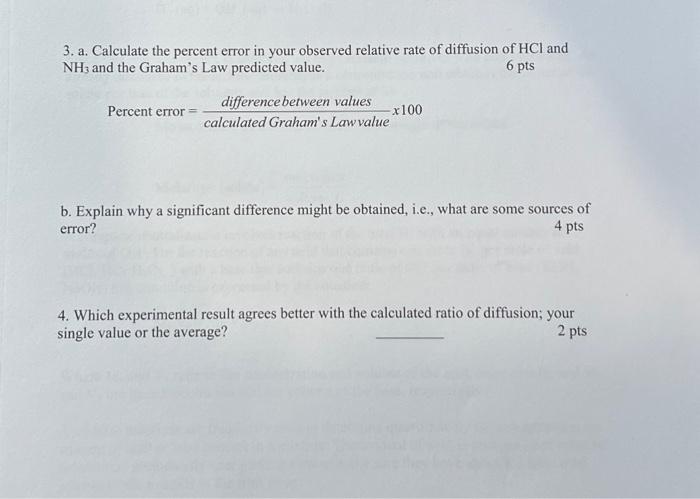 3. A. Calculate The Percent Error In Your Observed | Chegg.com