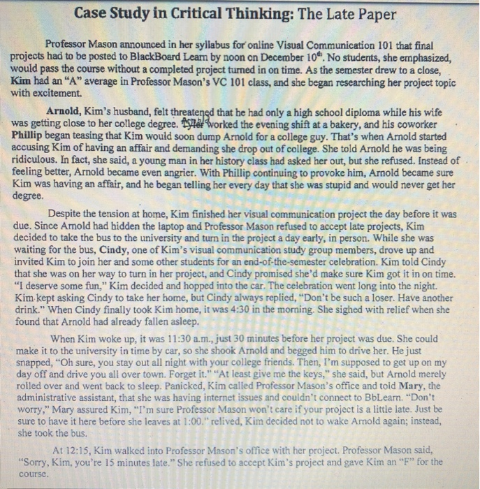 case study the late paper