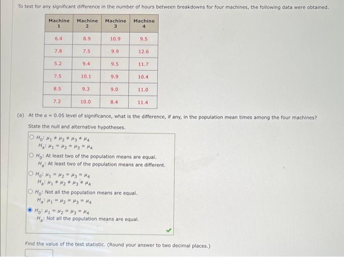 Solved To test for any significant difference in the number | Chegg.com