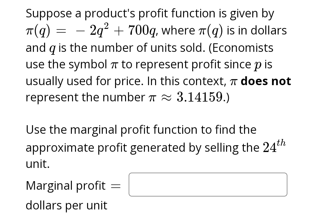 Solved Suppose a product's profit function is given by | Chegg.com
