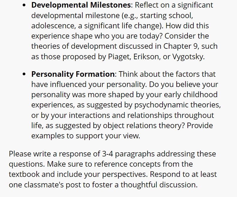Solved Developmental Milestones: Reflect on a significant | Chegg.com