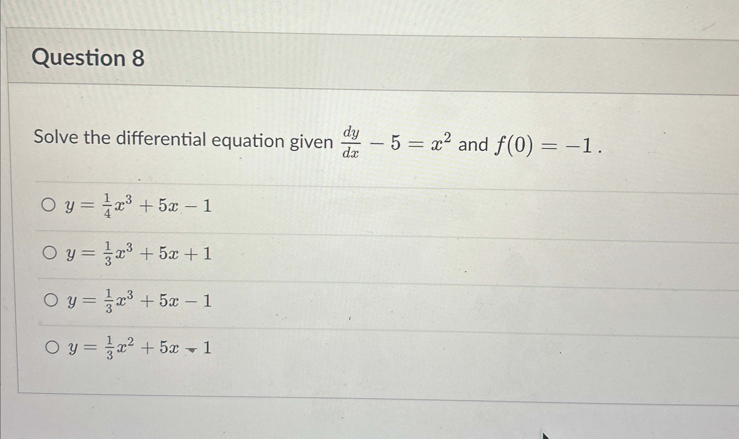 Solved Question 8Solve the differential equation given | Chegg.com