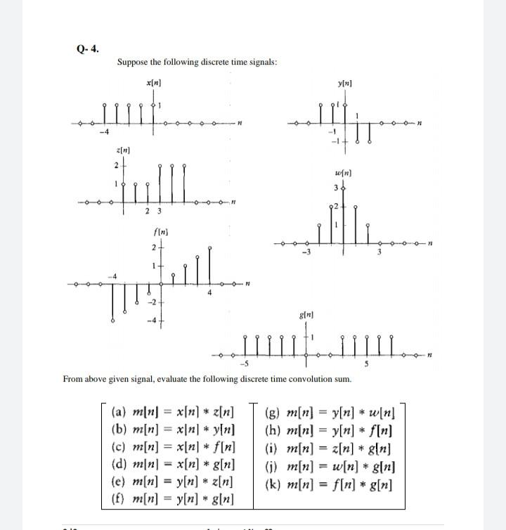 Solved Q- 4. Suppose the following discrete time signals: | Chegg.com