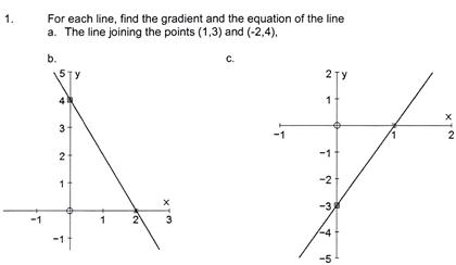 Solved For each line, find the gradient and the equation of | Chegg.com