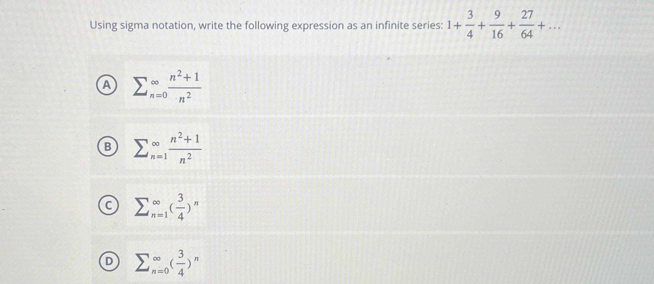 Solved Using sigma notation, write the following expression | Chegg.com