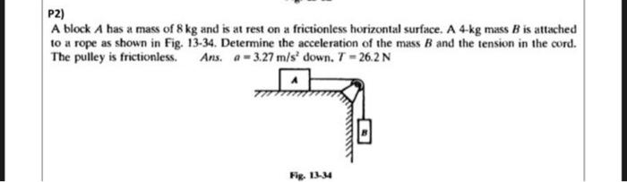 Solved A Block A Has A Mass Of 8 Kg And Is At Rest On A | Chegg.com