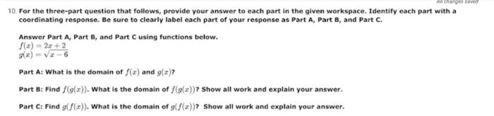 Solved 10. For the three-part question that follows, provide | Chegg.com