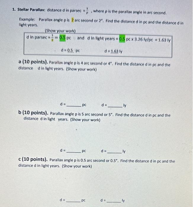 Parallax Distance