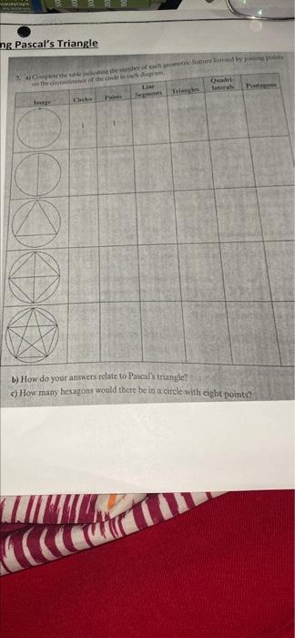 Solved lying Pascal's Triangle How do your answers to | Chegg.com