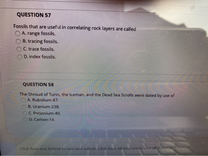 Solved QUESTION 57 Fossils that are useful in correlating