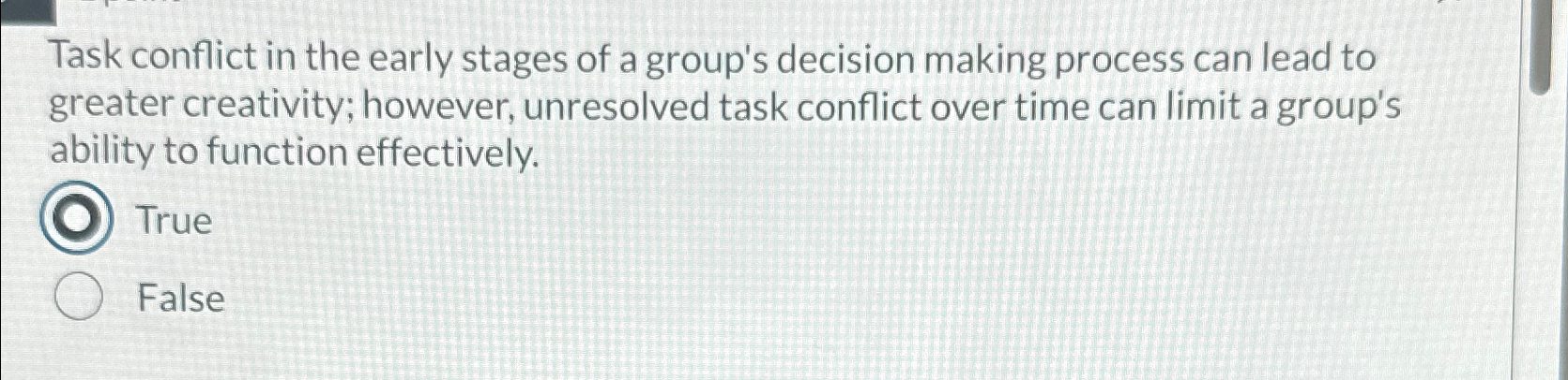 Solved Task conflict in the early stages of a group's | Chegg.com