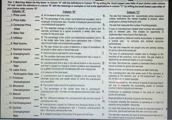 Solved] Match the Key terms in Column A with the definitions in Column