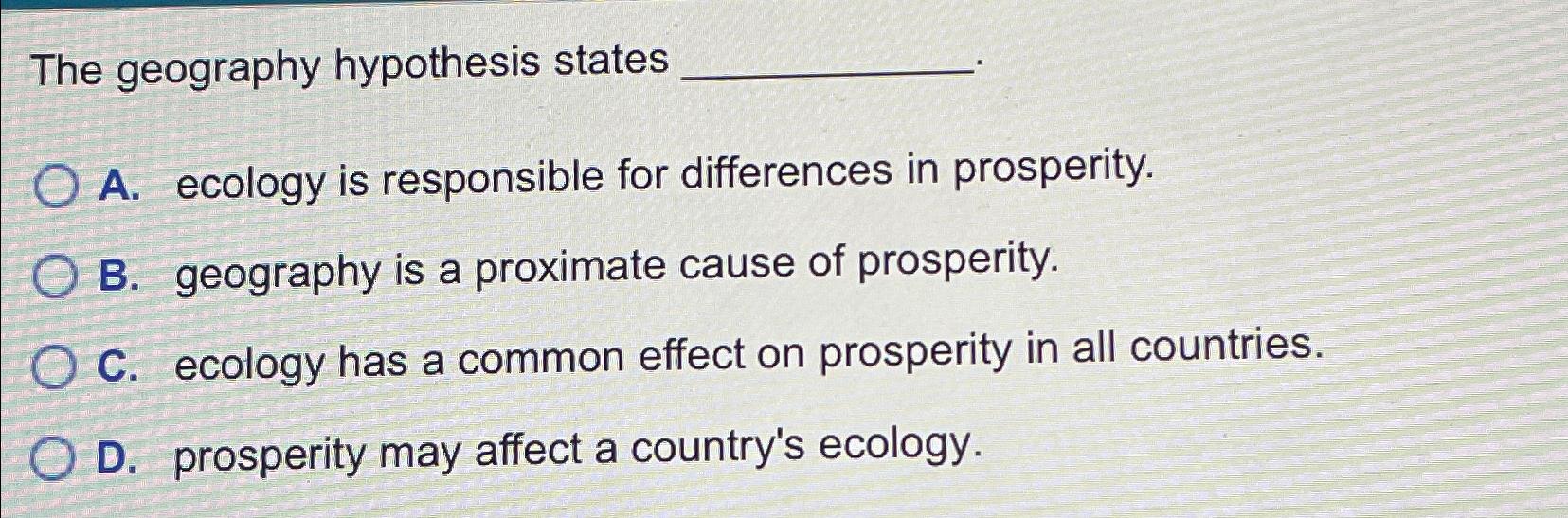 geography hypothesis test