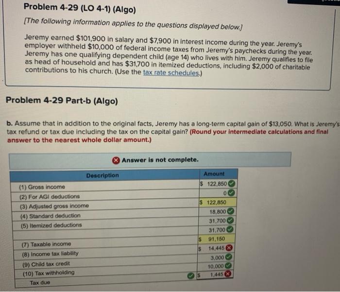 Solved Problem 4-29 (LO 4-1) (Algo) [The Following | Chegg.com