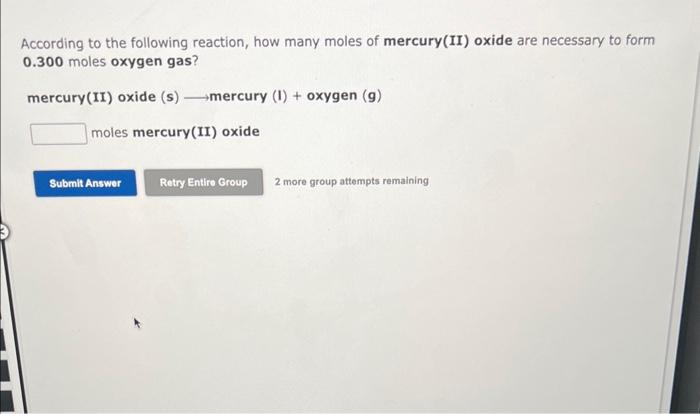 Solved According To The Following Reaction How Many Moles