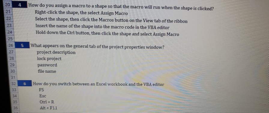 Solved 4 20 21 22 23 24 25 How do you assign a macro to a | Chegg.com