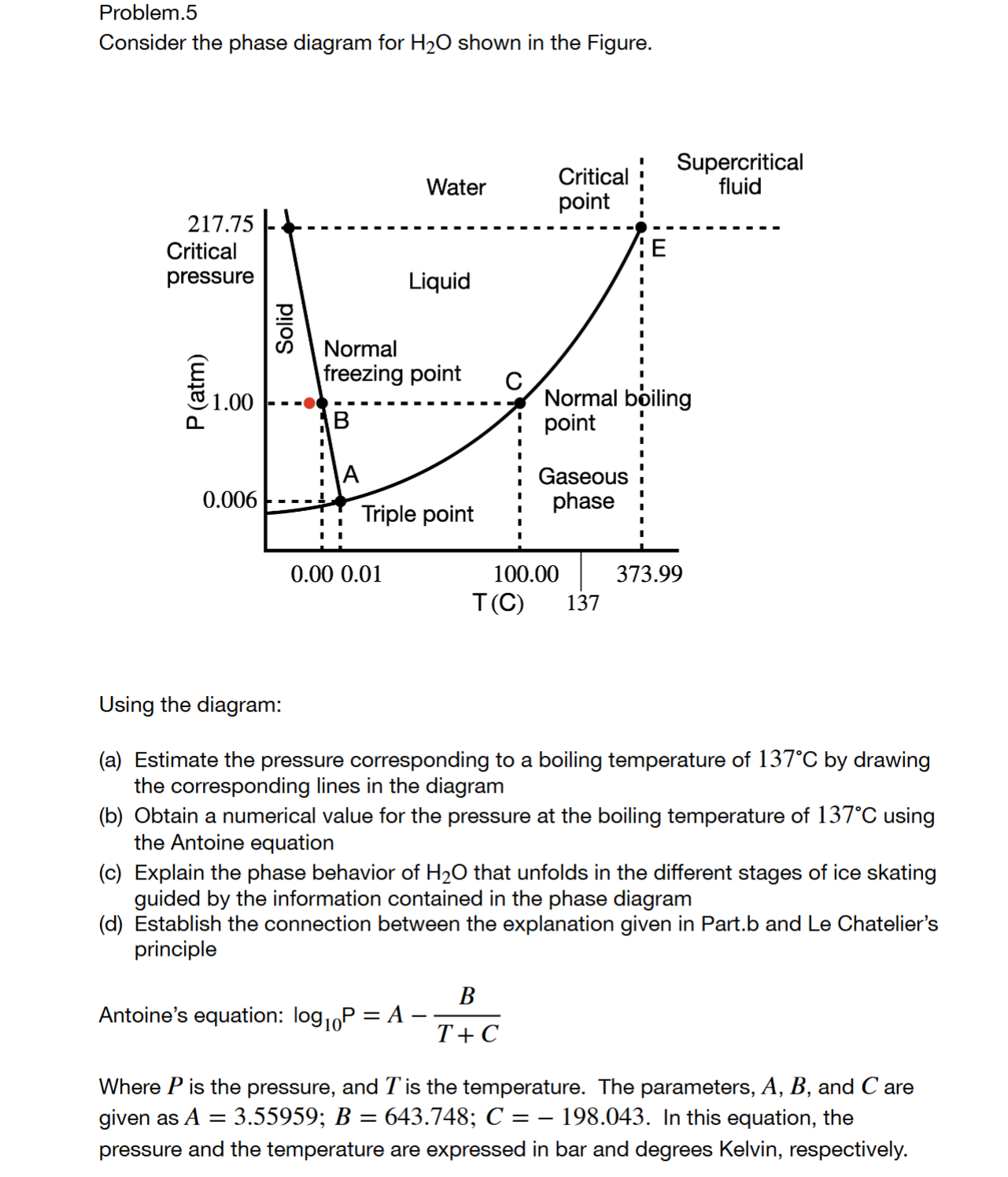 Solved Problem. 5Consider the phase diagram for H2O ﻿shown | Chegg.com