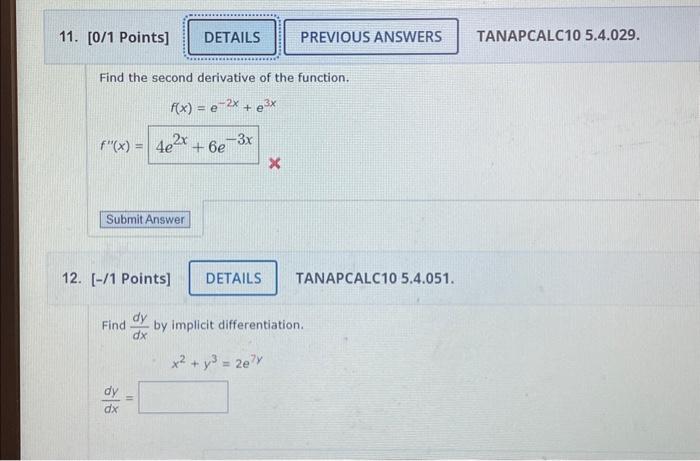Solved Find the second derivative of the function. f′′(x)=[ | Chegg.com