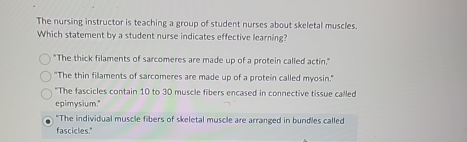 Solved The nursing instructor is teaching a group of student | Chegg.com