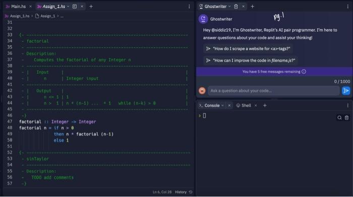Solved DONE ON REPLIT Please make sure there is a | Chegg.com