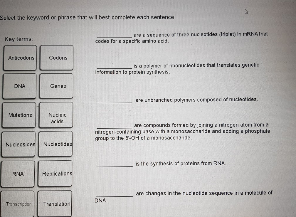 Solved Select The Keyword Or Phrase That Will Best Complete | Chegg.com