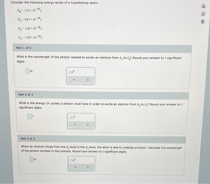 Solved Consider the following energy levels of a | Chegg.com