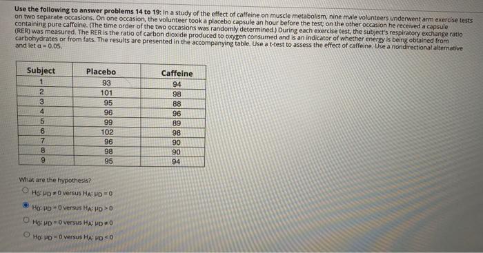 Solved Use the following to answer problems 14 to 19: In a | Chegg.com