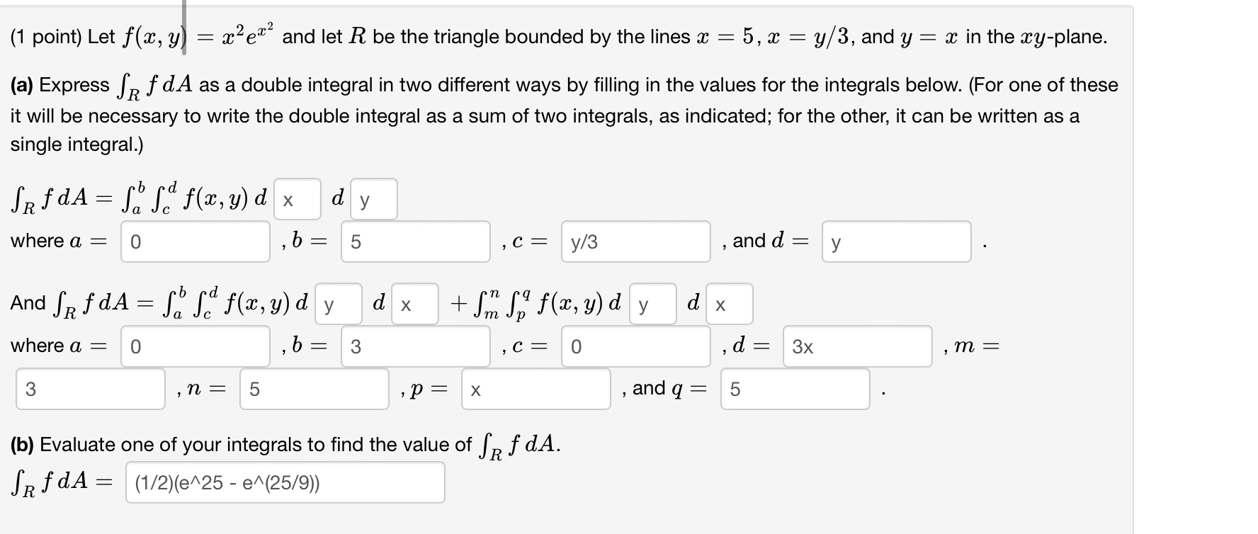 Let F X Y X2ex2 ﻿and Let R Be ﻿the Triangle Bounded