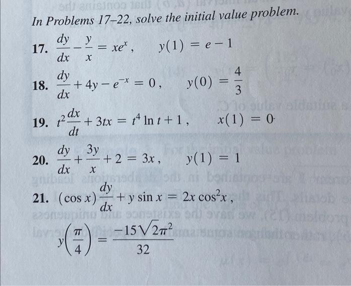 Solved In Problems 17-22, solve the initial value problem. | Chegg.com
