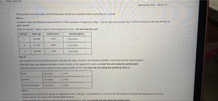 Solved This question has three parts, and all three parts | Chegg.com