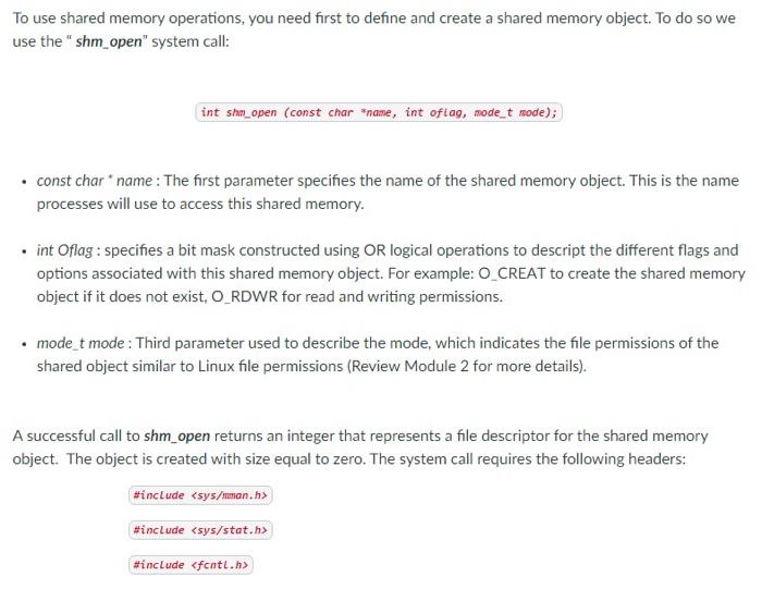 Solved To Use Shared Memory Operations, You Need First To | Chegg.com