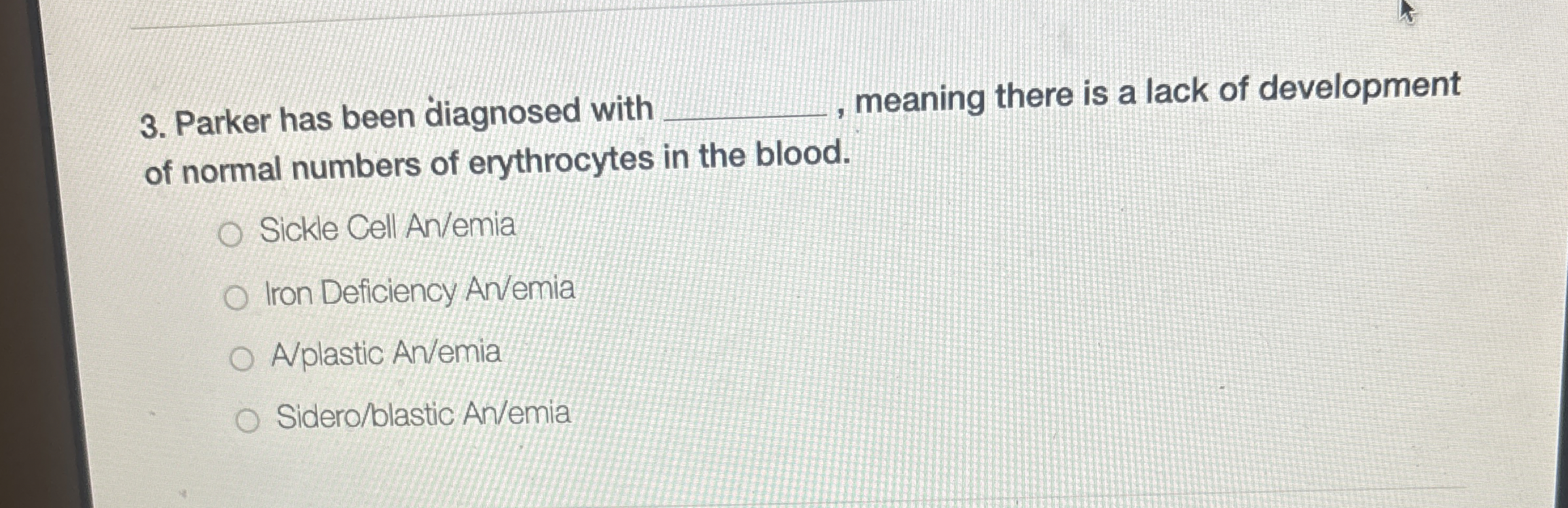 Solved Parker has been diagnosed with q, , ﻿meaning there is