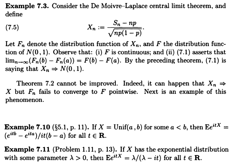 Solved Example 7.3. ﻿Consider the De MoivreLaplace central