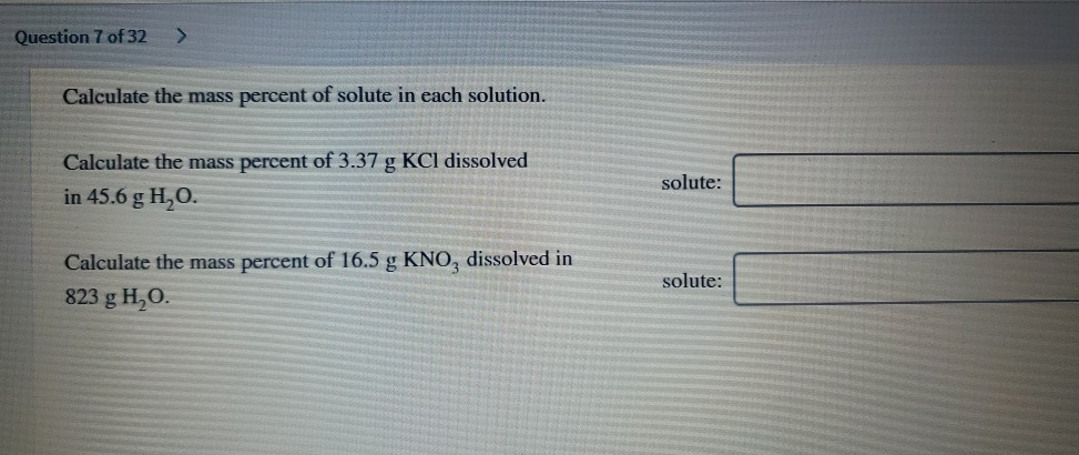 Calculate The Mass Percent Of Kcl In The Solution