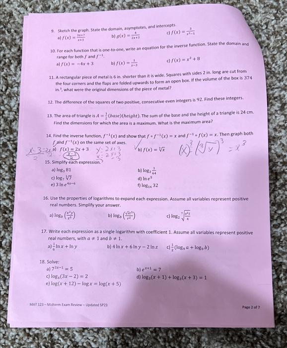 Solved please answer all questions and show work. This is | Chegg.com