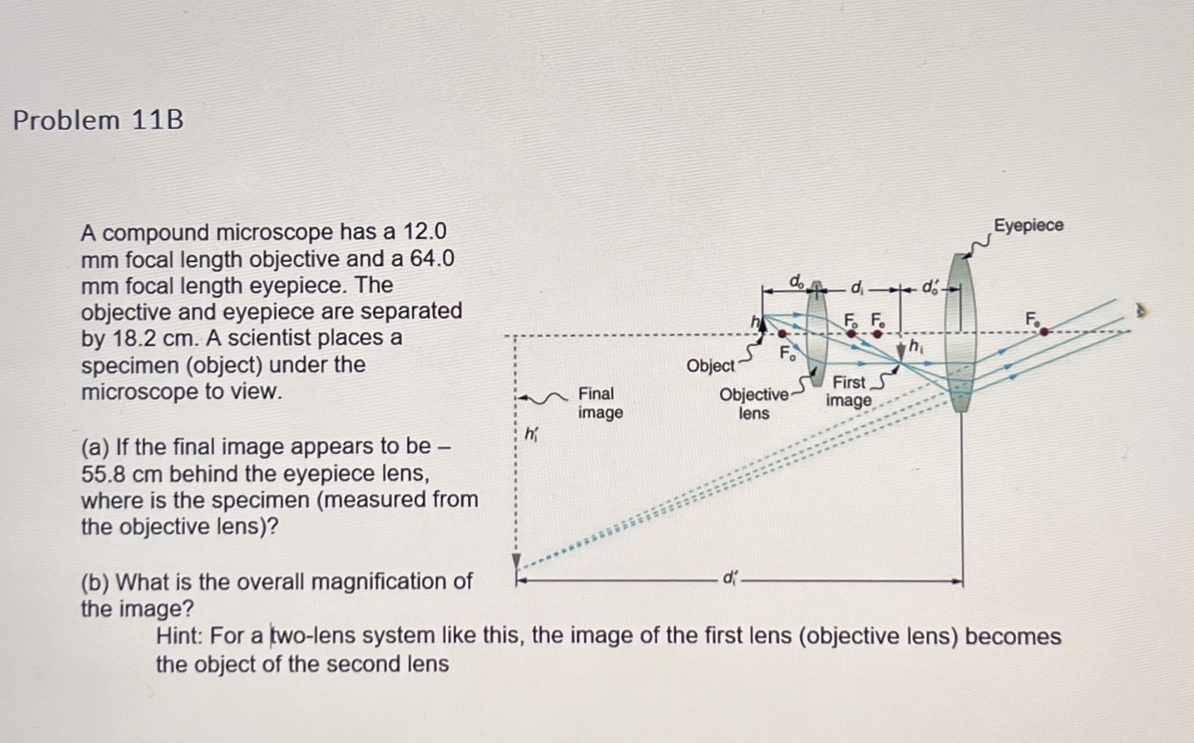 Problem 11BA compound microscope has a 12.0 mm ﻿focal | Chegg.com