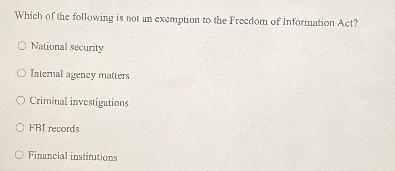 Solved Which of the following is not an exemption to the | Chegg.com