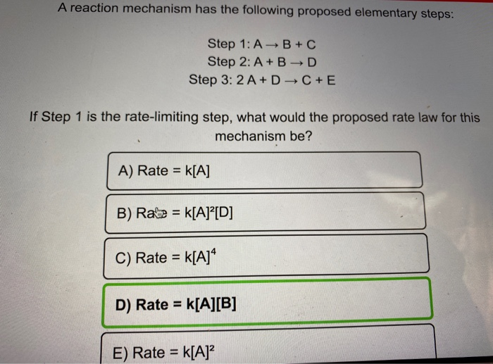 Solved: A Reaction Mechanism Has The Following Proposed El... | Chegg.com