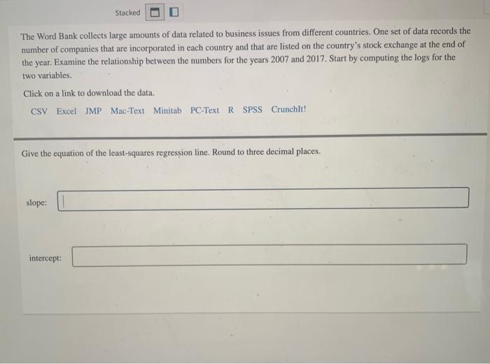 Solved Stacked The Word Bank collects large amounts of data | Chegg.com
