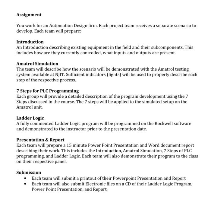 Solved Assignment You work for an Automation Design firm. | Chegg.com
