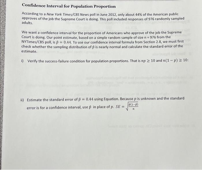 Confidence Interval for Population Proportion | Chegg.com